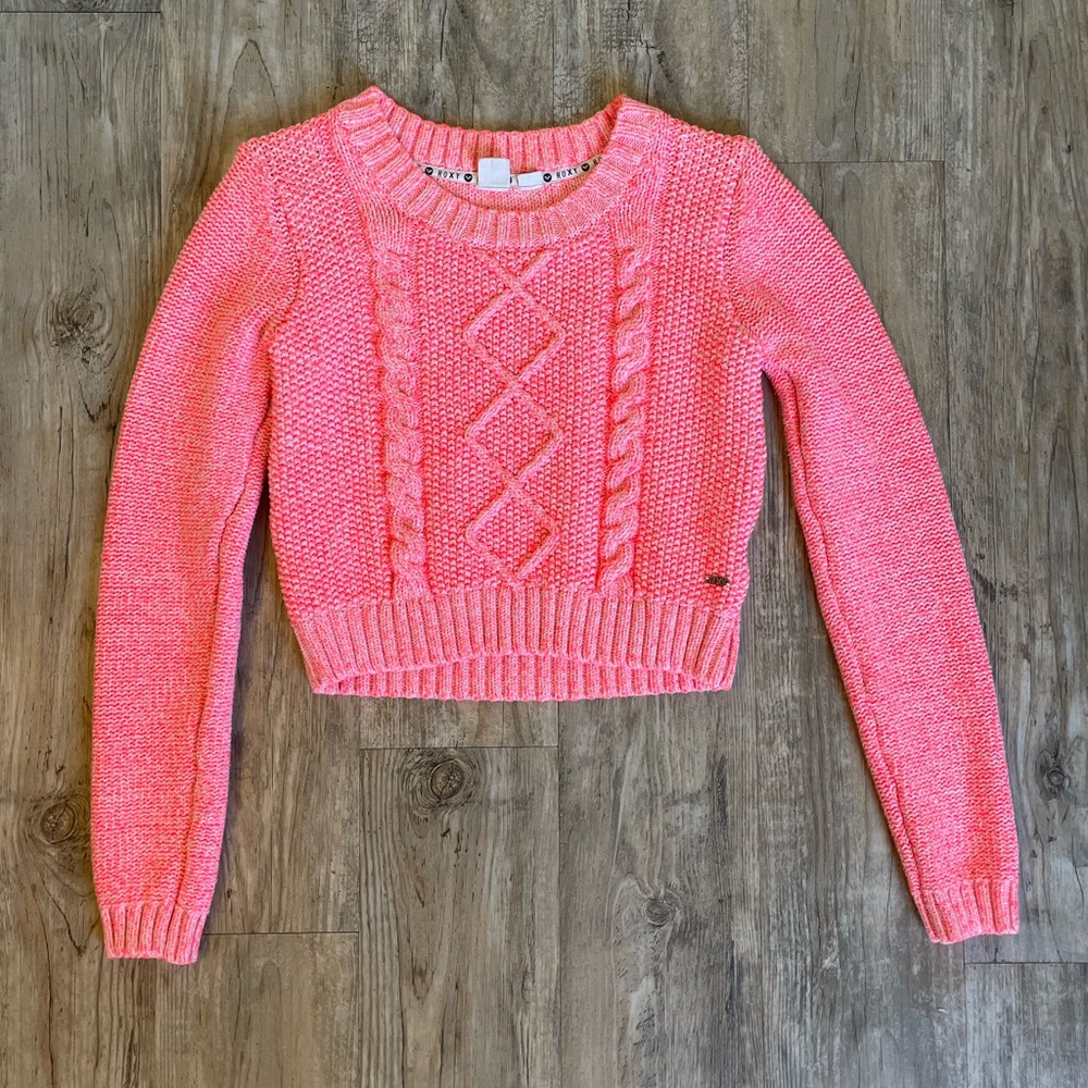 Roxy Neon Pink Crop Top Sweater
